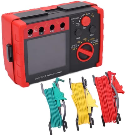 Aardweerstandsmeter - Aardtester Circuittester - Elektrische Installaties Testen - Nauwkeurige Metingen - 2000 Ohm - Grijs