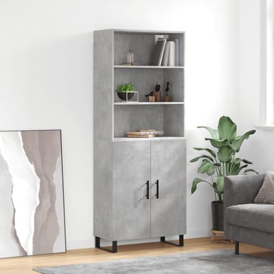 vidaXL - Hoge - kast - 69,5x34x180 - cm - bewerkt - hout - betongrijs
