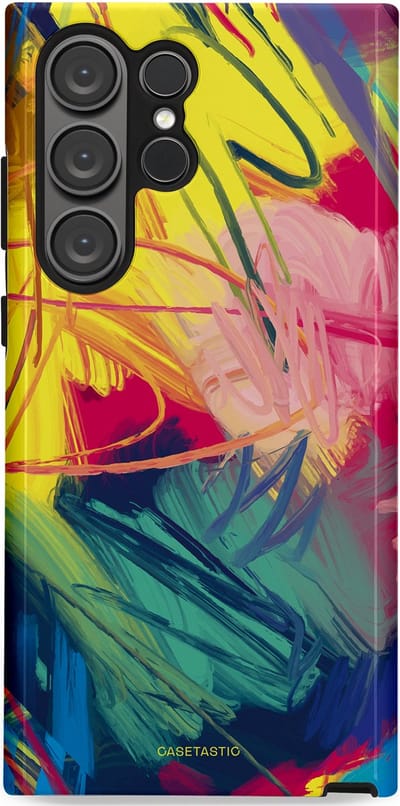 Casetastic Hoesje Geschikt voor Samsung S23 Ultra - Stijlvolle Beschermende Duo-layer Case - Kleurenstorm