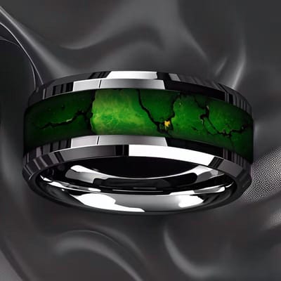 Mode Ringen voor Mannen van Roestvrij Staal Inleg met Kunstmatige Groene Agaat Steen Sieraden Geschikt voor Dagelijkse Draag, Cadeau voor Hem Niet-Verkleurend 13 gray