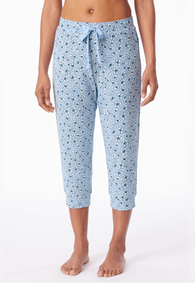 3/4-lange loungebroek met bloemen- en luipaardprint, lichtblauw - Mix+ Relax 34
