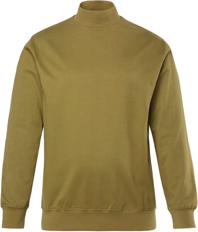JP 1880 - Heren - Sweatshirt opstaande kraag gladde sweatstof - Donkerolijf - Maat 3XL