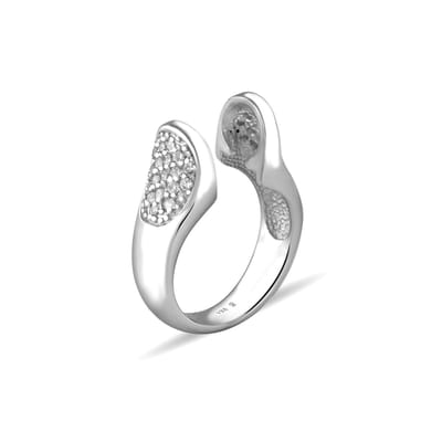 Quiges - 925 Zilver Eligo Ring  Geknepen met Zirkonia voor verwisselbaar 10 mm Bolletje - Maat 16 - NER01916
