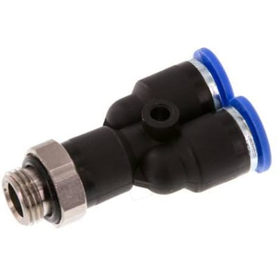 6mm x G1/8'' Y-koppeling Messing/PA 66 Insteekfitting Buitendraad Draaibaar NBR [2 Stuks]