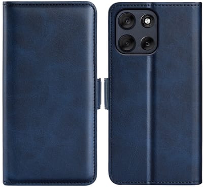 MobyDefend Hoesje - Geschikt voor Motorola Moto G56 - Luxe Wallet Book Case (Sluiting Zijkant) - Blauw
