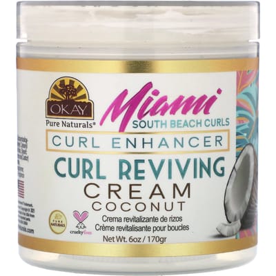 Oké Pure Naturals, Miami South Beach Curls, Krulversterker, Krul Revitaliserende Crème, 6 oz (170 gr) beige