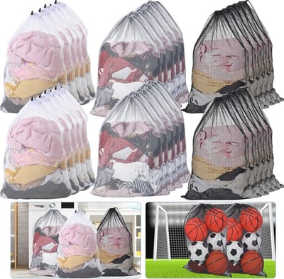 Grote waszakken 30 stuks 61 x 91 cm met trekkoord voor wasgoed en organisatie