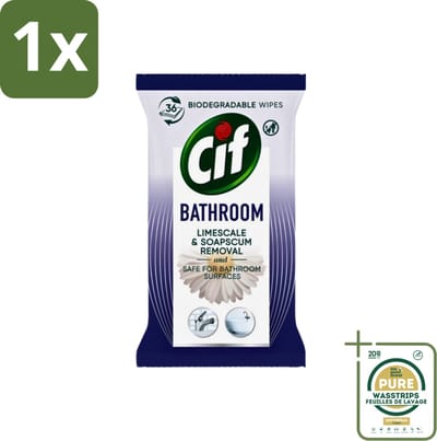 1 x Cif - Badkamer - Hygiënische Doekjes - Kalkaanslag & Zeepresten Verwijderen - 36 stuks per verpakking- Badkamer Doekjes - Hygiënische Doekjes - Reinigingsdoekjes - Kalkaanslag Verwijderen - Zeepresten Verwijderen