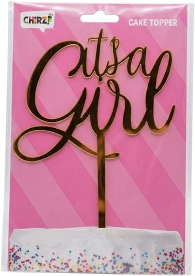 Taartprikker - It's a girl - Cake Topper Zilver