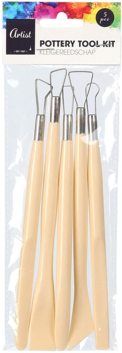 Paletmesjes set boetseermesjes voor kinderen multi kleuren 5 stuks.