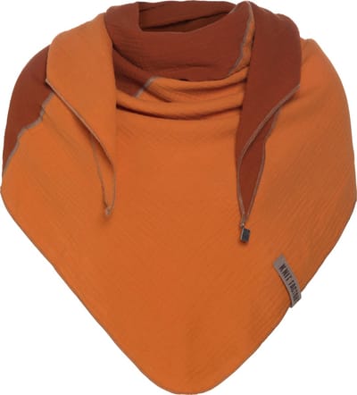 Knit Factory Fay Gebreide Omslagdoek - Driehoek Sjaal Dames - Katoenen sjaal - Zomersjaal - Luchtig en zacht - Zomer stola - Terra/Roest - Oranje - Duurzaam - 190x85 cm - 100% Biologisch katoen