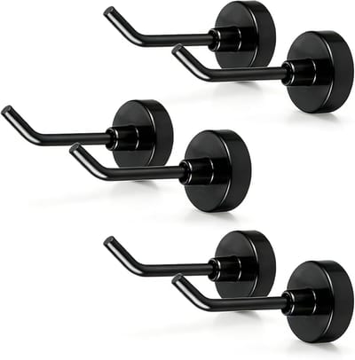 6 stuks magneethaken, 0,77 kg, 7 cm lang, robuuste magneethaken, sterke magnetische haken, cruise, wandhaken, magnetische ophanghaken voor cruiseschip, garage, keuken (zwart)