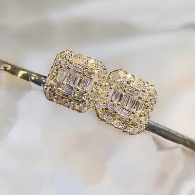 Sterling Zirconia Oorknopjes Dames Veelzijdig Geometrisch Vierkant Vormig Mode Oorpiercing Oorbellen Bruiloft Sieraden