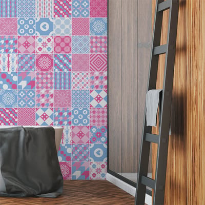 Zelfklevende tegelmuurstickers voor keuken en badkamer - 60 Erla Azulejos tegelstickers - 60 stickers 20x20cm