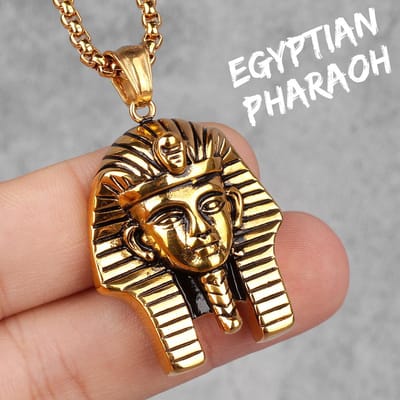 Egypte Farao Lange Heren Kettingen Hanger Ketting Punk Hip Hop voor Vriend Mannelijk Roestvrij Staal Sieraden Creativiteit Cadeau Groothandel 60cm brown