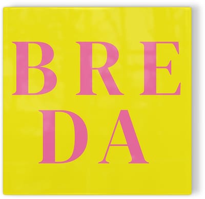 Tegeltje Breda - geel roze - tegeltje stad - tegeltje met tekst