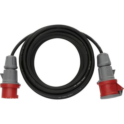 Brennenstuhl CEE verlengkabel IP44 (10m kabel, H07RN-F 5G2,5, 5-polig met CEE-stekker en koppeling, voor gebruik buitenshuis IP44, Made in Germany) zwart