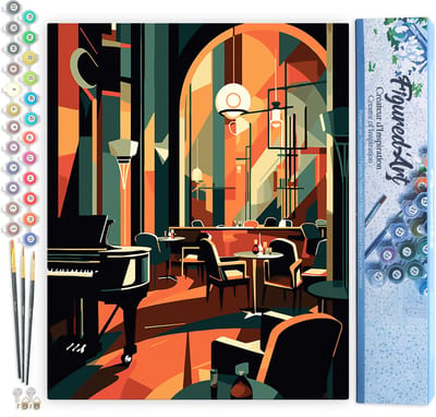 Figured'Art Schilderen op Nummer Volwassenen canvas Art Deco Club- Handwerk acrylverf Kit DIY Compleet - 40x50cm zonder frame