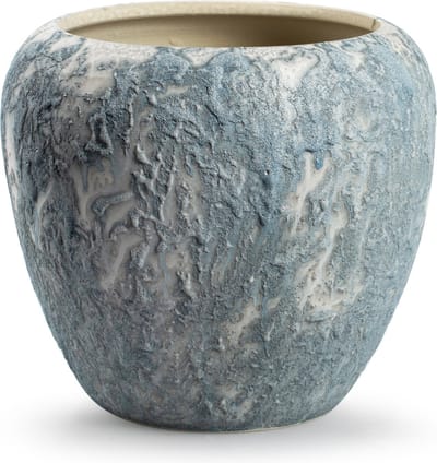 Jodeco Plantenpot/bloempot Marble - wit/ijsblauw - keramiek - D20 x H18 cm - hotel chique
