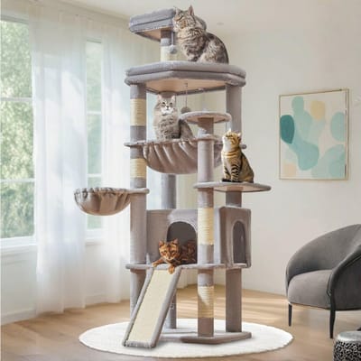 MRKK® Krabpaal Voor Grote Katten - Krabton - Kattenhuis -Lichtgrijs