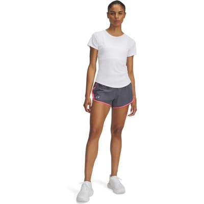 Under Armour UA Fly By 3'' Shorts-GRY Dames Sportbroek - Castlerock - Super Roze - Reflecterend