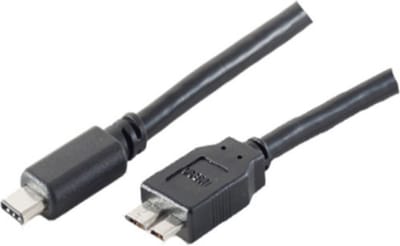 USB Micro B naar USB-C kabel - USB3.1 Gen 1 - tot 2A / zwart - 1 meter