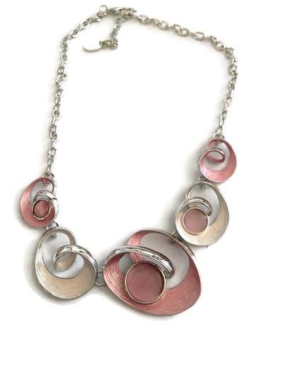 Petra's Sieradenwereld - Ketting metaal fantasie rhodium plating roze (32)