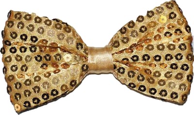 Funny Fashion Carnaval verkleed vlinderstrikje met glitter pailletten - goud - polyester - heren/dames