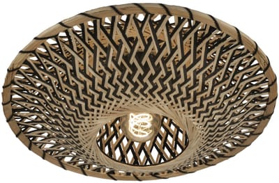 Lumidora Plafondlamp 74747 - Plafonniere - JOAH - E27 - Zwart - Naturel - Riet - ⌀ 40 cm