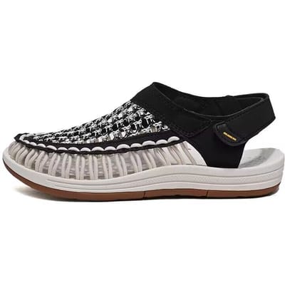 Sandales classiques de marque pour hommes, sandales en maille tissée, sandales d'extérieur décontractées et légères, chaussures d'eau pour hommes, taille 38-47 47 black