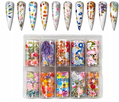 Frezarkowo – Transferfolie Nageldecoratie – 10 Stuks Set – Geometrisch – Kleurvol – 50cm x 4cm