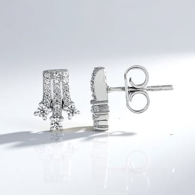 Cavill - Zilveren Oorbellen - 925 Sterling Zilver - 40 Cambodjaanse Zirkonia 0,504 ct - Ronde Zirkonen - Elegante Filigraan Oorbellen met Kliksluiting
