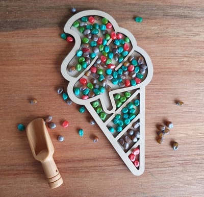Speelframe voor sensory play - ijsje - Speeltray - Speelrijst en sensorybakken - Montessori - Open ended - Sensoryplay