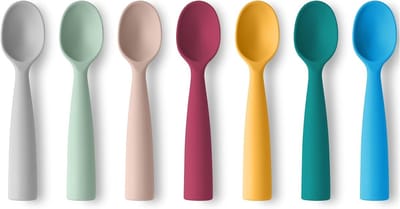 Zachte Siliconen Kinderbestek Set van 7 Stukken, BPA-vrij Eetlepel voor Baby's en Peuters, Veilig en Ergonomisch