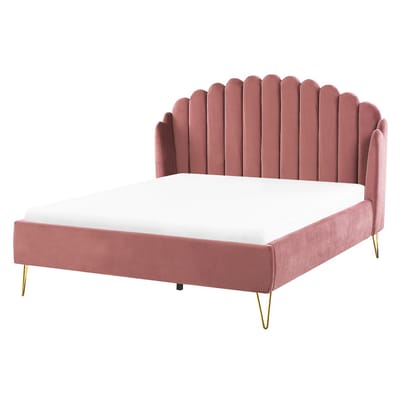 AMBILLOU - Tweepersoonsbed - Roze - 140 x 200 cm - Fluweel