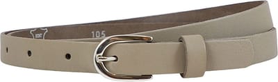 Landley Smalle Dames Riem Leer Taupe - 2 cm - Leren Broekriem Smal - Vrouwen Tailleriem - Lengte totaal 100 cm / Riemmaat 85