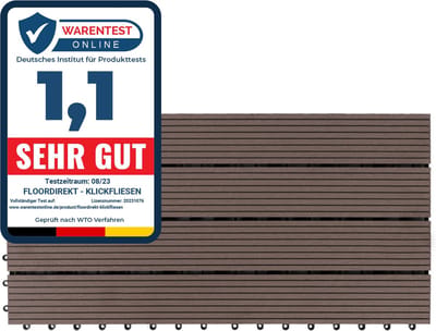 FLOORDIREKT Vlondertegel - Terrastegel - Tuintegel - WPC - Royal - Donkerbruin - 60 x 30 cm