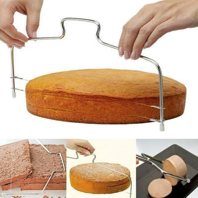 Dailygoods- Cake Cutter Verstelbaar - Dubbele Snijdraad - Taartsnijder - Roestvrij Staal - Bakgereedschap - Afmetingen 320x160mm
