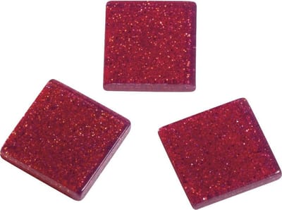Rayher Mozaiek steentjes/tegeltjes - 615x stuks - rood - 1 x 1 cm - mozaieken maken - kunststof
