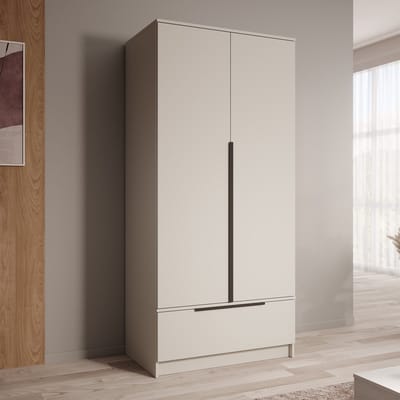 Meubella - Skyer - Kledingkast 2-deurs - Beige - 90x51x193 cm