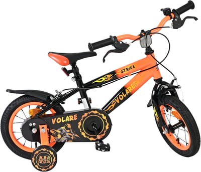 Kinderfiets - Jongensfiets - Leren Fietsen - Inclusief Zijwieltjes - 12 Inch Wielmaat - Oranje Zwart