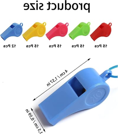 72-delige Plastic Fluitjes Set voor Sport, Training en Evenementen met Hangriem in 5 Kleuren