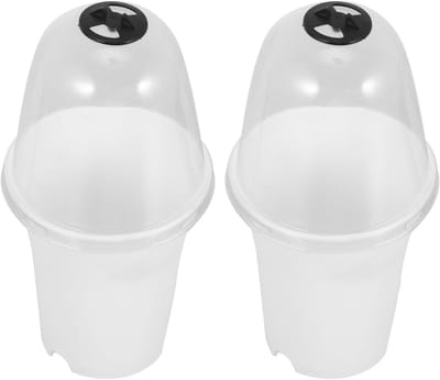 Plantenpot met Deksel - Kweekpot Beschermhoes - Planten Beschermen - Met Drainage Gat - 2 Stuks - Wit