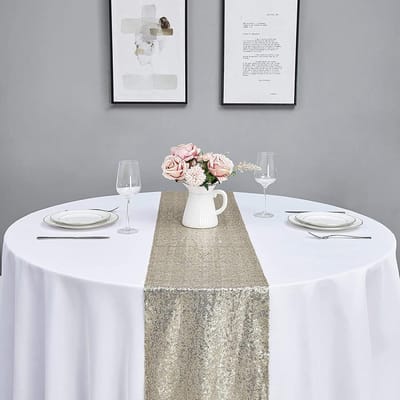 Tafel Runner - Tafelkleed Runner - Feestdecoratie - Hoge dichtheid pailletten - 183 x 30 cm - Champagne