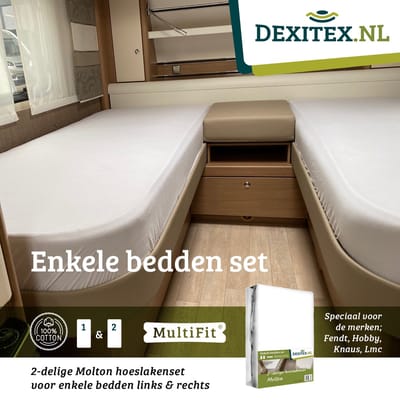 1 x Moltonset enkele bedden 2 delig geschikt voor Caravan- Fendt -Hobby-Knaus- LMC- Tabbert-Weinsberg-Dethleffs-Bürnster