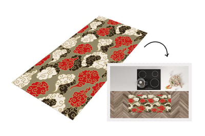Keukenloper - Loper keuken - Wolken - Azië - Patroon - Japan - 120x50 cm - Keukenloper vinyl