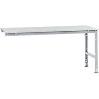 Manuflex aanbouwtafel UNIVERSAL Standaard, tafelblad melamine, 2000 x 1000, aluminium zilver