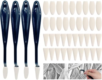 Famanu - 4 stuks professionele tekenset, broodrubber, gum voor schetsen, 40 verwisselbare koppen, gum voor schetsen, voor studenten, schilders