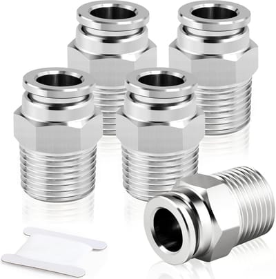Rechte Pneumatische Koppelingen RVS 6mm Buis OD x 1/4 BSP - 5 Stuks