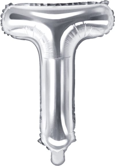 Partydeco - Folieballon Zilver Letter T (35 cm)